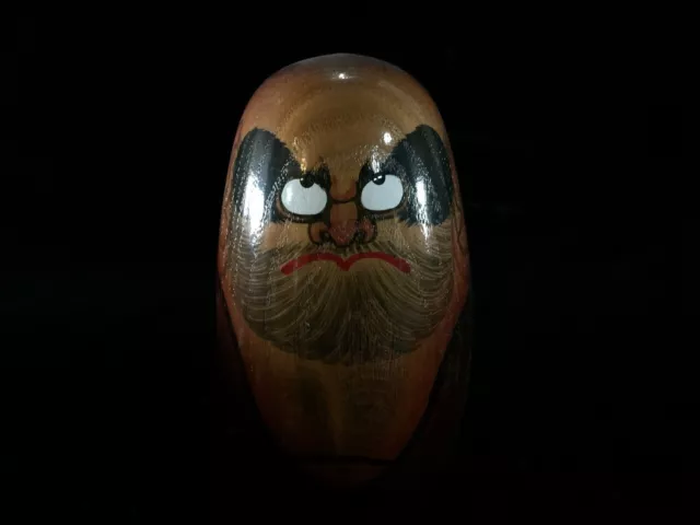 S1288 Japonais en Bois Daruma Statue Poupée Vintage Barbe Okimono Intérieur