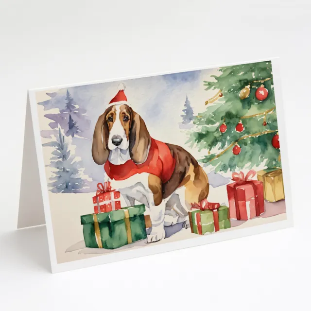 Basset Hound Christmas Greeting Cards and Envelopes Pack of 8 DAC1240GCA7P