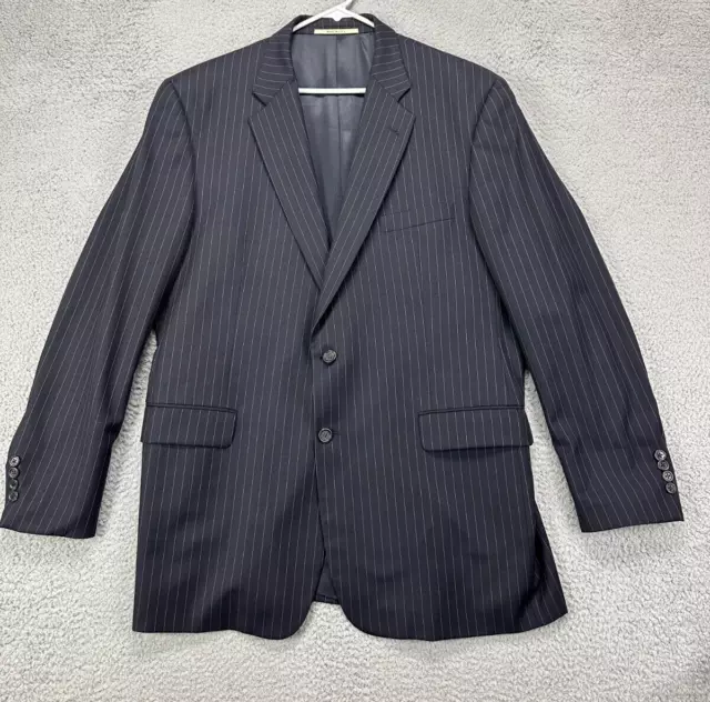 VTG Burberry London Blazer Adult 46L Black Striped 2 Button Sport Coat Suit Mens