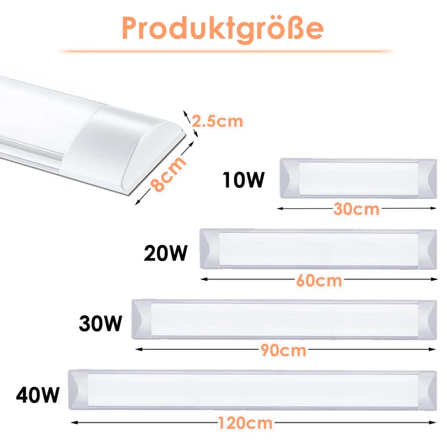 Set - 120cm Einzelfassung - IP65 Feuchtraum -Wannenleuchte Inkl. LED