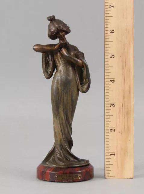 Antique Lucien E. Alliot Edelweiss French Bronzed Spelter Art Nouveau Sculpture