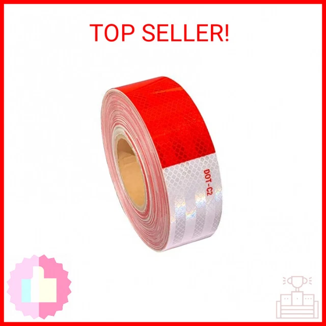 2 inch x 30 Feet Reflective Safety Tape DOT-C2 Waterproof Red and White Adhesive