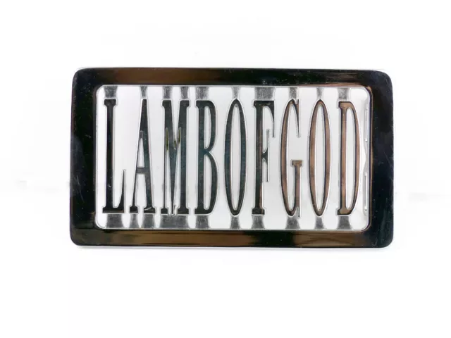 Lamb of God Chrome Metal Logo Belt Buckle Congregation Fan Club 2007 Rock Thrash