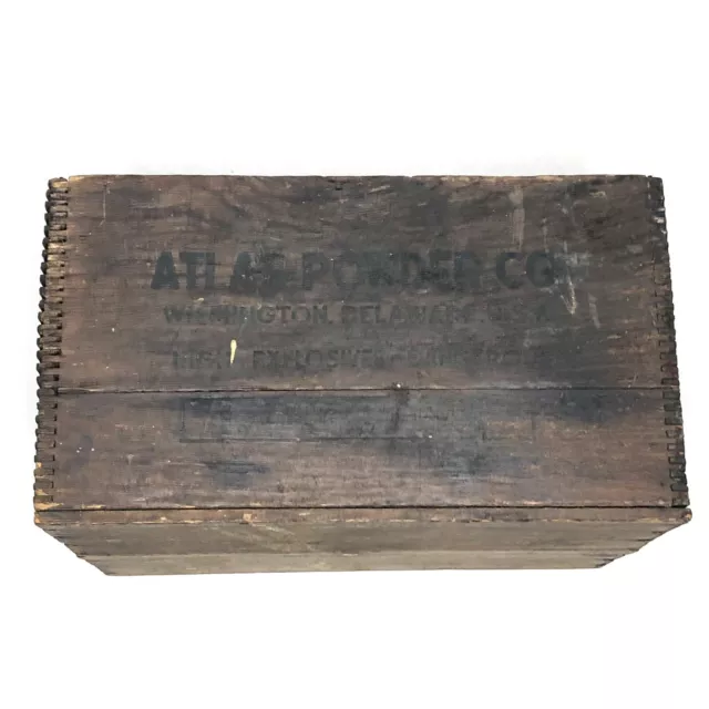 VTG 30s 40s Atlas Powder Co Explosives Handmade Box Mining Advertising Rustic 6