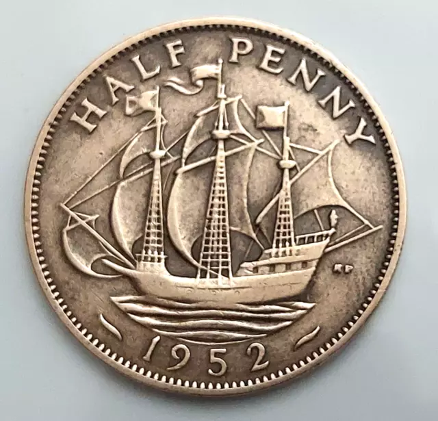 🇬🇧 UK 1952 1/2d - Half Penny Coin "Last Minted in King George VI Reign"