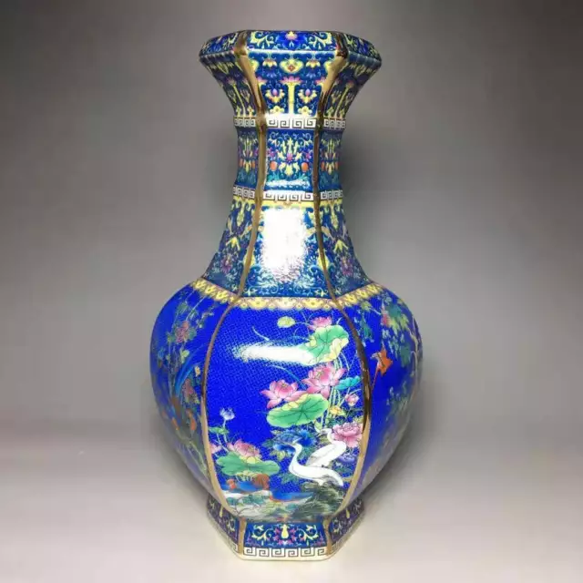 Chinese Cloisonne Enamel Porcelain Handmade flower birds Exquisite Vase