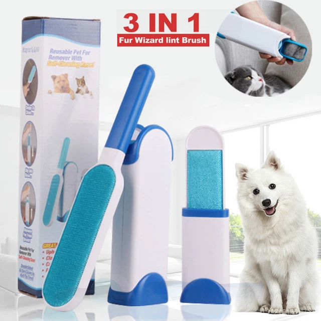 3in1 Furs Brusher Pet Hair Lint Remover Brush Self-cleaning Base & Travel Size