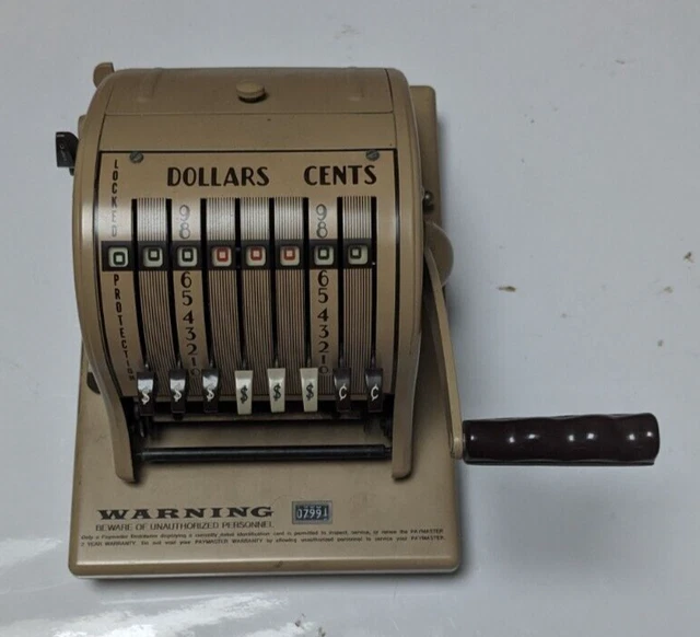 Paymaster Ribbon Writer and Signer Series 875 "No Key"