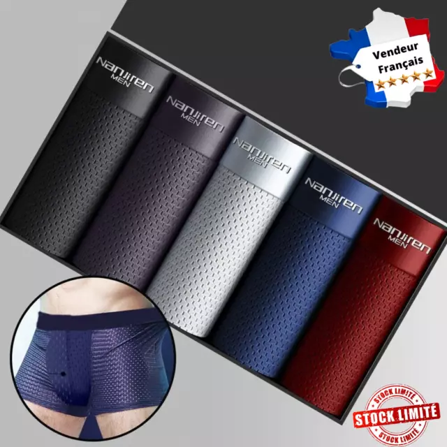 Boxer Shorty Homme Décontracté Sexy Classe Bambou Classe Respirant Couleur Uni