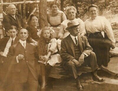 Multi Generation family well dressed, outdoors  1920 era RPPC UU1