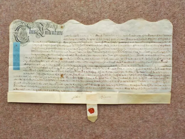 1728 Coton in the Elms Derbyshire Georgian Vellum Deed Document Indenture