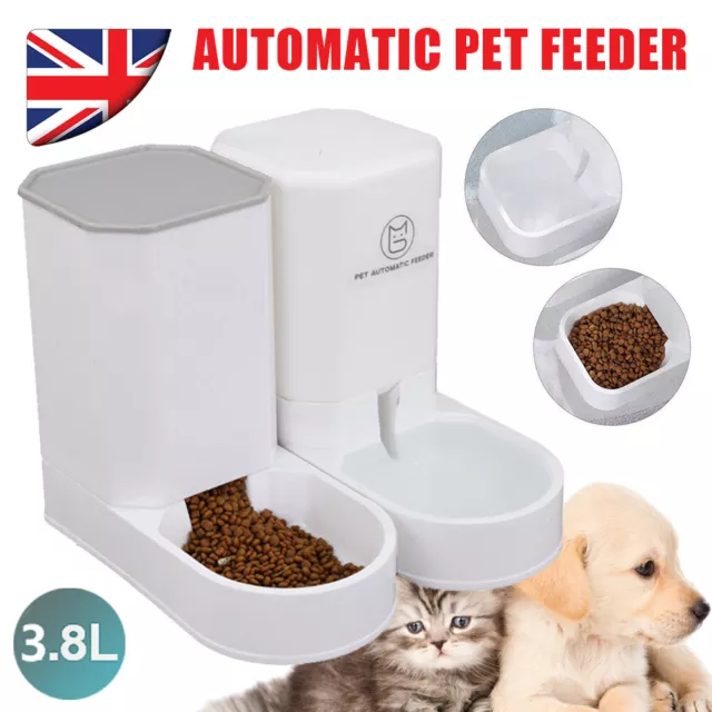 2PCS Automatic Pet Feeder Cat Dog Food Dispenser/Water Fountain Drink Bowl UK