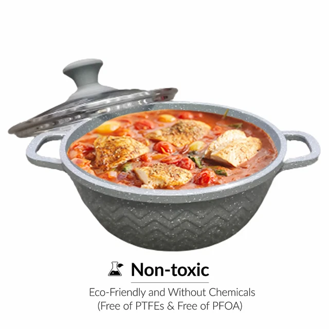 Neu Gusseisen Auflauf Topf Eintopf Geschirr Antihaftbeschichtet Kochgeschirr Suppenpfanne Deckel 28 cm 5,4L