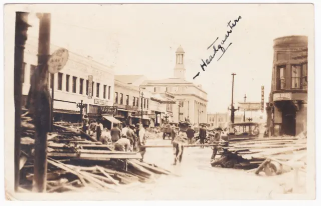 Pueblo Colorado 1921 Flood Damage Union Ave Memorial City Hall RPPC Postcard