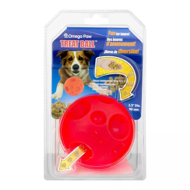 Brand New Sturdy Omega Paw Interactive Dog Treat Ball Toy, 3.5", Orange/Red, #1