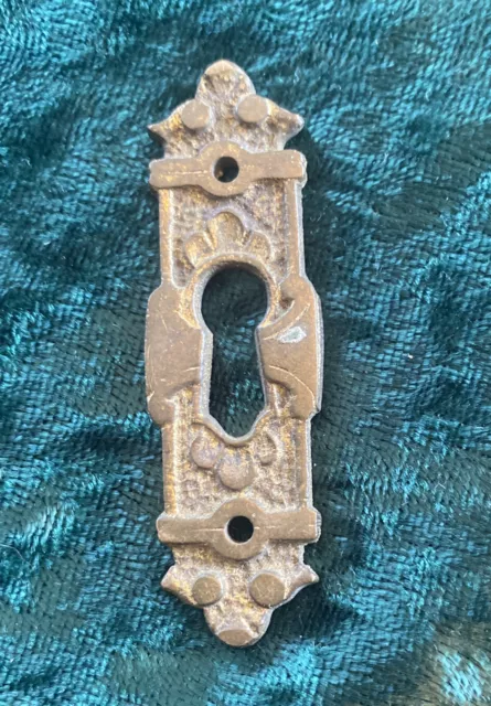 Antique Victorian Art Deco Solid Brass Keyhole Plate Escutcheon