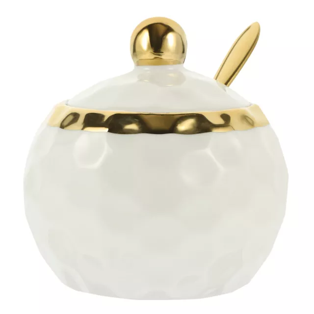 Porcelain Condiment Jar with Lid - Ceramic Seasoning Box