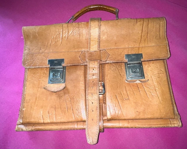 ANCIEN CARTABLE D'ÉCOLE en cuir époque 1950 EUR 55,00 - PicClick FR