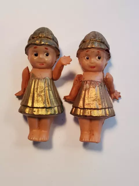 3'' celluloid dolls, set of two, vintage