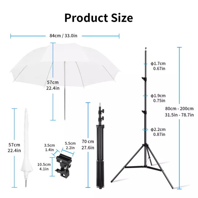 33" Flash Umbrella Bracket Stand Tripod Kit Photo Studio Lighting Photography 2