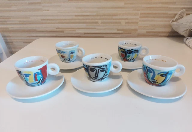 5 Tazzine Illy Collection Sandro Chia 1994 Facce Italiane Mitterteich Incompleto