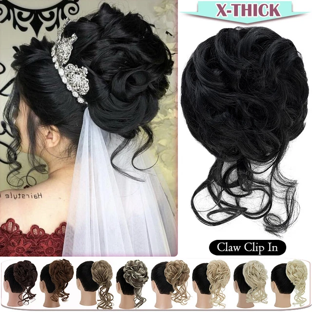 UK TOUSLED MESSY Hair Bun Piece As Human Real Thick Claw Clip