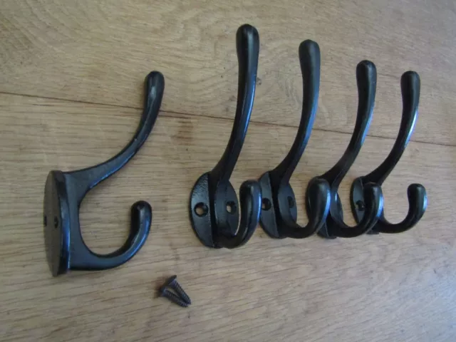 Cast iron Rustic hat & coat hooks vintage old English Victorian retro pegs