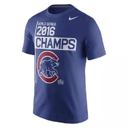 Nwt Mens Nike Blue Chicago Cubs World Series Champions Champs Mlb Shirt Small