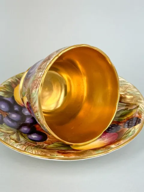 1930s Aynsley Gold Orchard Demitasse/Coffee Cup And Saucer Collectable Signed 3