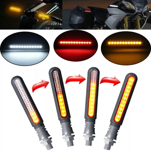 4X LED Motorrad Mini Blinker Tagfahrlicht Bremslicht Sequentiell Lauflicht 12V e