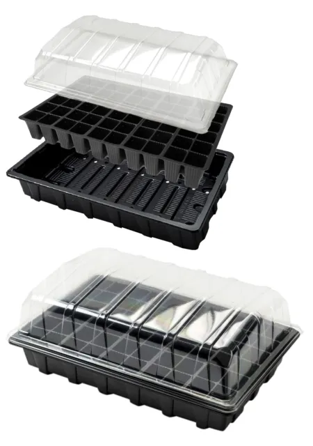 2 x 60 Cell Plant Propagator Seed Tray Set with Clear Lid Cuttings Growing Trays