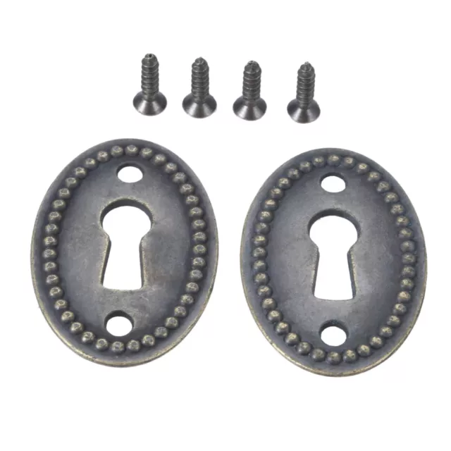 2 PCS Antique Style Keyhole Cover Plate Escutcheon Plate Furniture Key Hole Lock