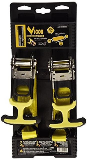 Vigor 0940805 Cricchetto, Portata 400 Kg, 2 Pezzi, 5 m - NUOVO