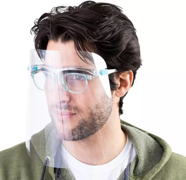 10 PC visière de protection transparente pour bouclier facial avec film plastique et lunettes 2