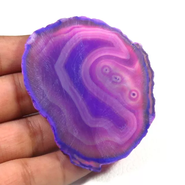 NICE! Genuine Slice Agate Cabochon 63x55mm. Pink SLICE Geode Gemstone. SCL-1365 3