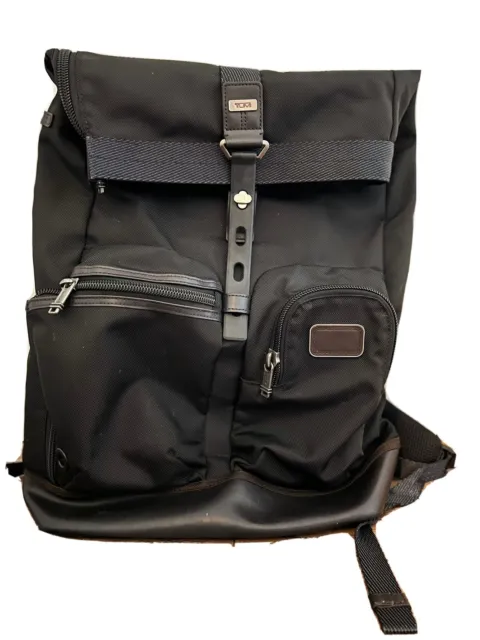 Tumi Alpha Bravo Luke Roll-Top Backpack in Hickory Black Brown Ballistic Nylon