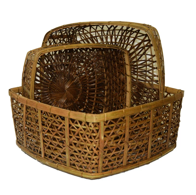 Panier en rotin en forme de maison avec couvercle • Organisateur de rangement en osier tressé à la main • Panier à étagères décoratif avec poignée • Pique-nique, Pâques, Noël - France