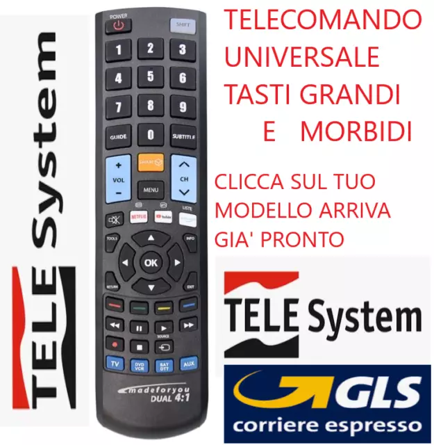 Telecomando Universale Telesystem; Clicca Sul Tuo Modello Arriva Gia' Pronto