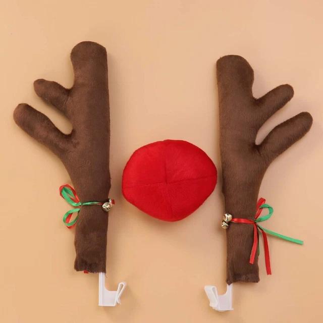 2 Sets Auto Dekoration Weihnachten Geweih Auto Rentier Zubehör Set 3