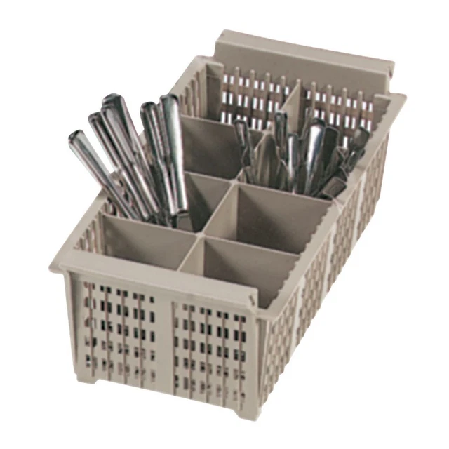Flatware Basket - 8 Compartment, Handles, 16 7/8x8 1/8x5 7/8", Beige