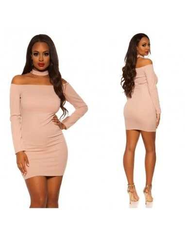 Abito vestito da donna elegante manica lunga girospalla tubino mini dress sexy