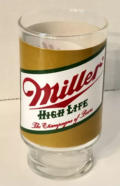Vintage Miller High Life Beer Glass Drinking Retro 1970s Mancave Decor Beer