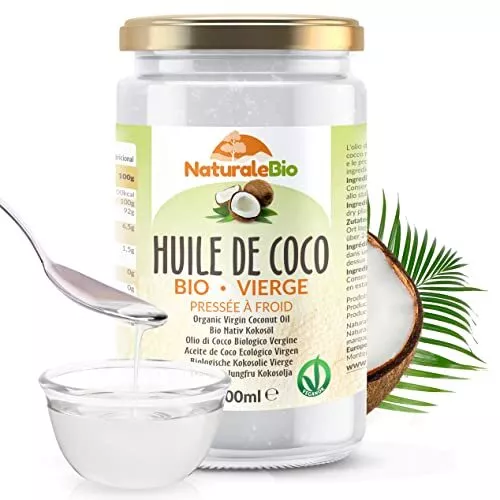 Huile de Coco Bio Vierge 1000 ml. Crue et Pressée à Froid. Organique et Natur...