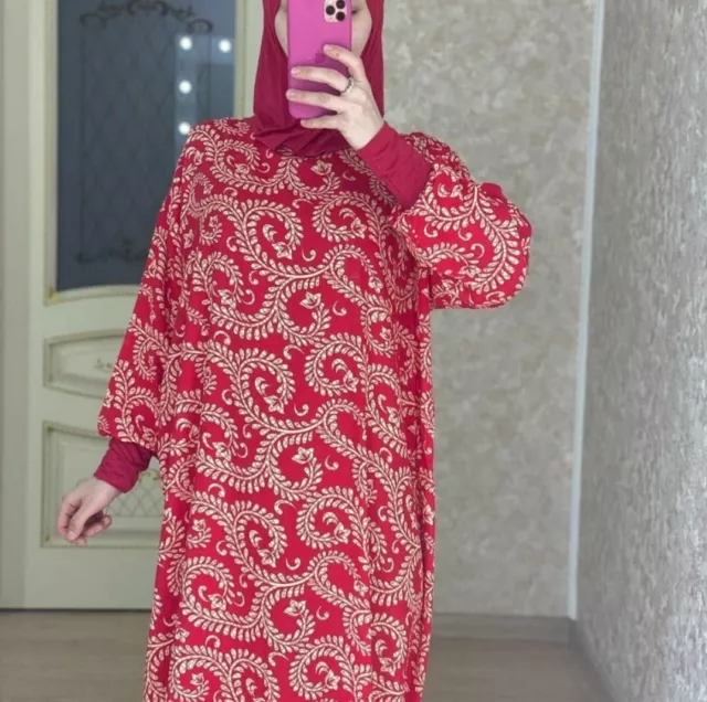MUSLIM WOMEN PRAYER Dress Salah Abaya Attached Scarf Jilbab Khimar