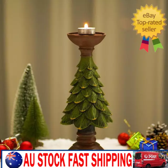 Christmas Tree Stand Candle Holder Resin Ornament Home Decors Candlestick AU