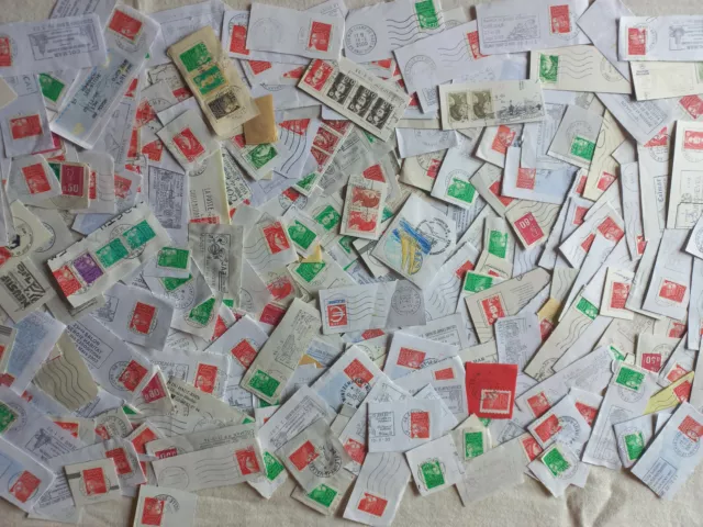 Lot de 200 timbres FRANCE sur fragments avec oblitération - années 1995/2000