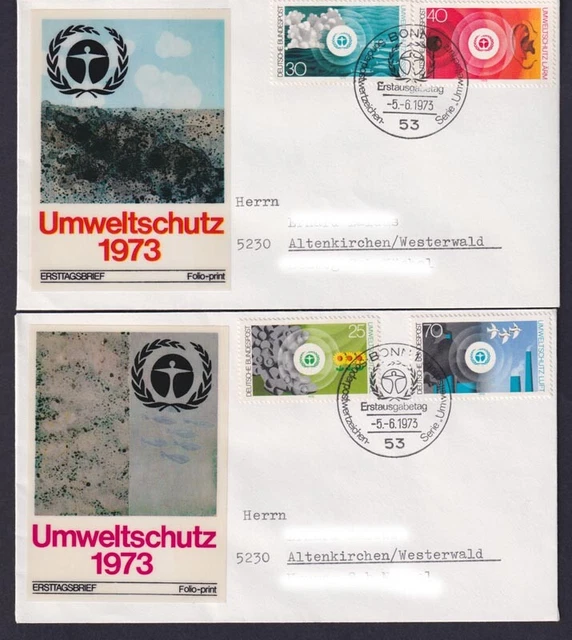Bund 2 FDC`s mit 774-777 Umweltschtz ESST Bonn 5.06.1973