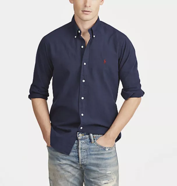 Ralph Lauren uomo TG L Camicia in Oxford colore blu slim fit CASUAL