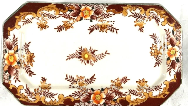 1920s Rectangular Moriyama Mori-Machi Serving Dish Handpainted JAPAN REPLACEMENT