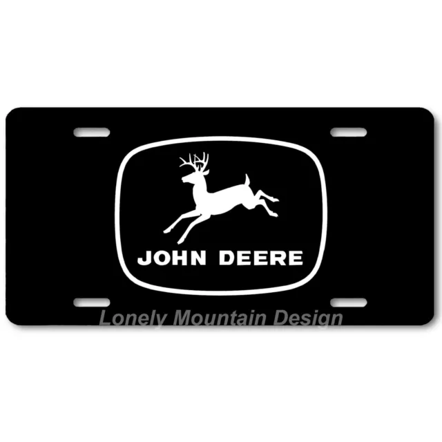 John Deere Inspired Art White on Black FLAT Aluminum Novelty License Tag Plate